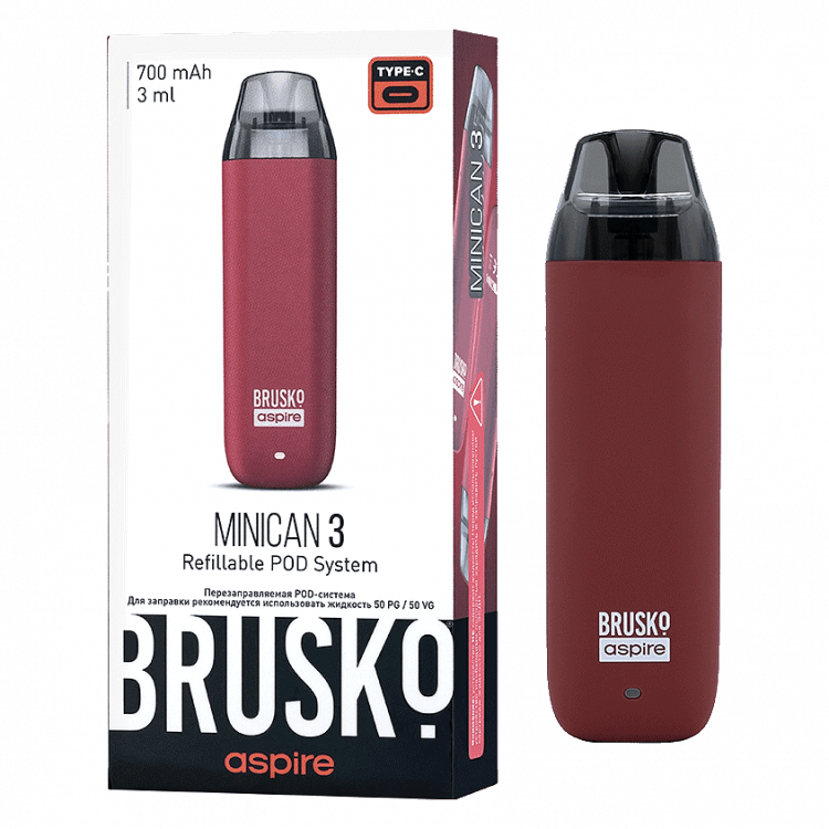 Электронная сигарета Brusko - Minican 3 (700 mAh, Тёмно-Красный) купить в Санкт-Петербурге
