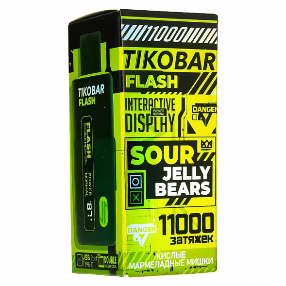 TIKOBAR FLASH - Кислые Мармеладные Мишки (Sour Jelly Bears, 11000 затяжек) купить в Санкт-Петербурге
