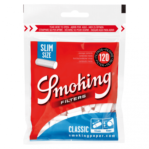 Фильтры для самокруток Smoking - Slim Classic (120 штук, 15x6 мм) купить в Санкт-Петербурге