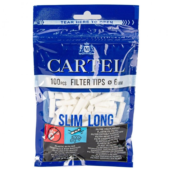 Фильтры для самокруток Cartel - Slim Long (100 штук, 22х6 мм) купить в Санкт-Петербурге