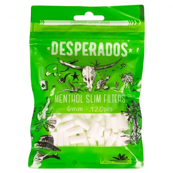 Фильтры для самокруток Desperado - Menthol Slim (120 штук, 15х6 мм) купить в Санкт-Петербурге