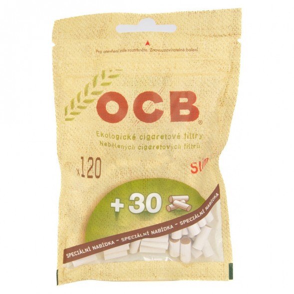Фильтры для самокруток OCB - Ecologycal Slim Organic (120+30 штук, 15х6 мм) купить в Санкт-Петербурге